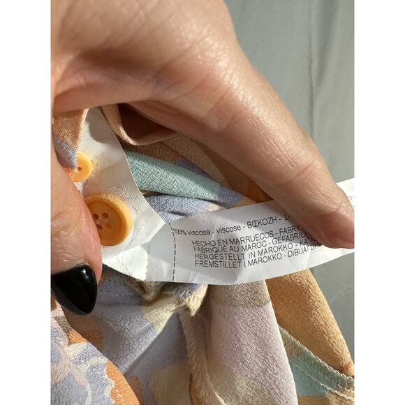 Zara Dress Medium Orange Mini Pastel Retro Floral Mod Psychedelic Artsy Abstract - Picture 4 of 8